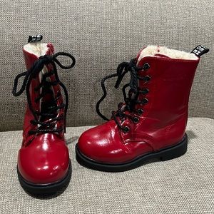 Red Toddler Boots Lace zipper fur lined size 10 - Doc Martin Style